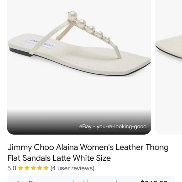 Jimmy Choo Alaina Women’s Leather Thong Flat Sandals White Bridal - Picture 2 of 4